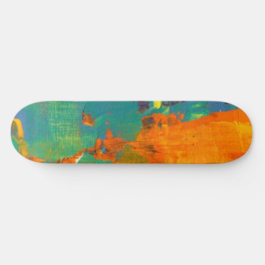 Cool Art Green Orange bemalt Skateboard (Horizontal)