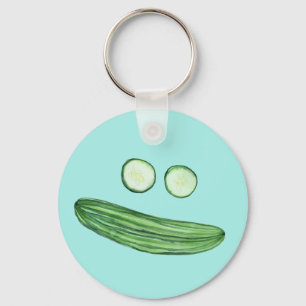 Cool as a Cucumber Funny Watercolor Veggie Face Schlüsselanhänger