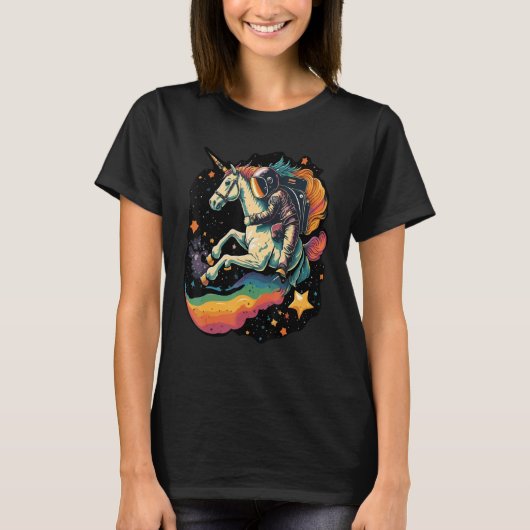 Cool Astronaut Spaceman Riding A Rainbow Unicorn I T-Shirt (Vorderseite)