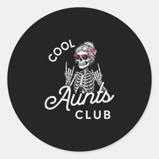 Cool Aunt Club Funny Skeleton Family Kids Women  Runder Aufkleber (Vorderseite)