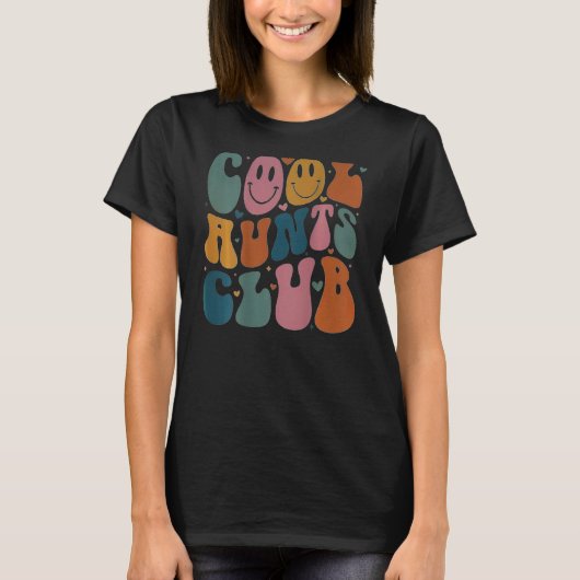 Cool Aunt Club Groovy Retro Smile Heart on back T-Shirt (Vorderseite)