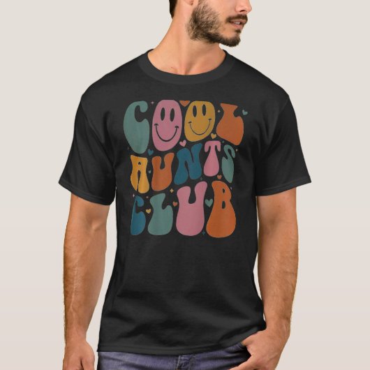 Cool Aunt Club Groovy Retro Smile Heart on back T-Shirt (Vorderseite)