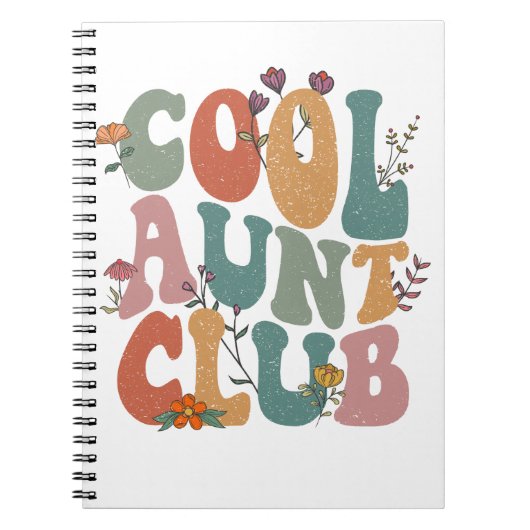 Cool aunt club, retro floral text, fun gift tee notizblock (Vorderseite)