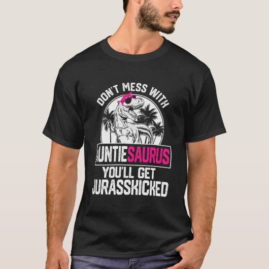 Cool Auntiesaurus Dinosaur T Rex Niedlich Mutterta T-Shirt (Vorderseite)
