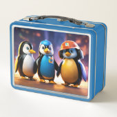 Cool aussehende Pinguine Metall Brotdose (Rückseite)