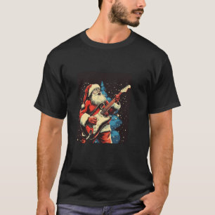 Cool aussehender Weihnachtsmann mit E-Gitarre-Kost T-Shirt