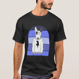 Cool Aviator Brille Nerdy Bull Terrier Dog Retro T-Shirt