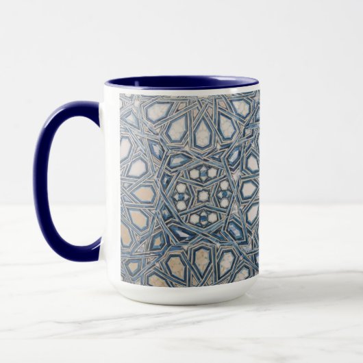 Cool Azure & White Ceramic Tile Geometric Pattern Tasse (Links)