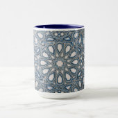 Cool Azure & White Ceramic Tile Geometric Pattern Tasse (Zentrum)