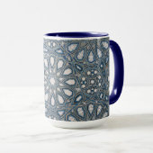 Cool Azure & White Ceramic Tile Geometric Pattern Tasse (VorderseiteRechts)