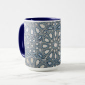 Cool Azure & White Ceramic Tile Geometric Pattern Tasse (Vorderseite Links)