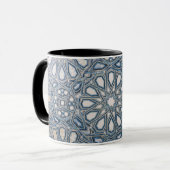 Cool Azure & White Ceramic Tile Geometric Pattern  Tasse (Vorderseite Links)