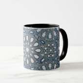 Cool Azure & White Ceramic Tile Geometric Pattern Tasse (VorderseiteRechts)