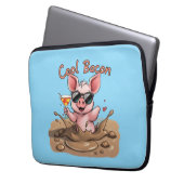 "Cool Bacon" Ferkel in Sonnenbrille Laptopschutzhülle (Vorderseite Links)