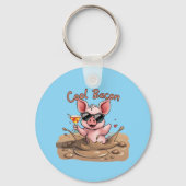 "Cool Bacon" Ferkel in Sonnenbrille Schlüsselanhänger (Vorderseite)