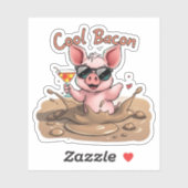 "Cool Bacon"Piglet in Sunglasses Cut Vinyl Sticker (Blatt)