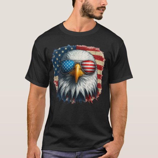 Cool Bald Eagle American Sunglasses Patriotic T-Shirt (Vorderseite)