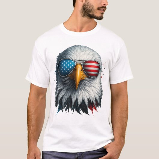 Cool Bald Eagle American Sunglasses Patriotic T-Shirt (Vorderseite)