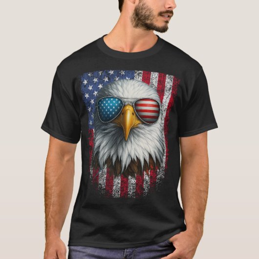 Cool Bald Eagle American Sunglasses Patriotic T-Shirt (Vorderseite)