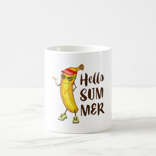 Cool Banana Hallo Sommer Funny Tropical Frucht Kaffeetasse (Mittel)