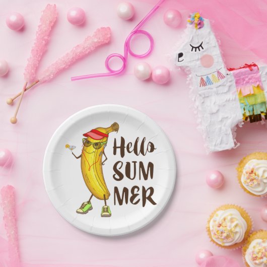 Cool Banana Hallo Sommer Funny Tropical Frucht Pappteller (Party)
