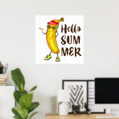 Cool Banana Hallo Sommer Funny Tropical Frucht Poster (Heimbüro)