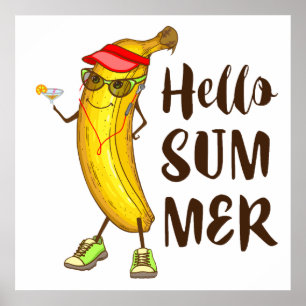 Cool Banana Hallo Sommer Funny Tropical Frucht Poster