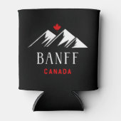 Cool Banff Canada Mountains Maple Leaf Dunkle Farb Dosenkühler (Vorderseite)
