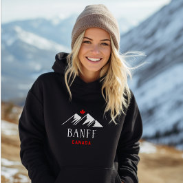 Cool Banff Canada Mountains Maple Leaf Dunkle Farb Hoodie