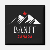 Cool Banff Canada Mountains Maple Leaf Dunkle Farb Magnet (Vorne)