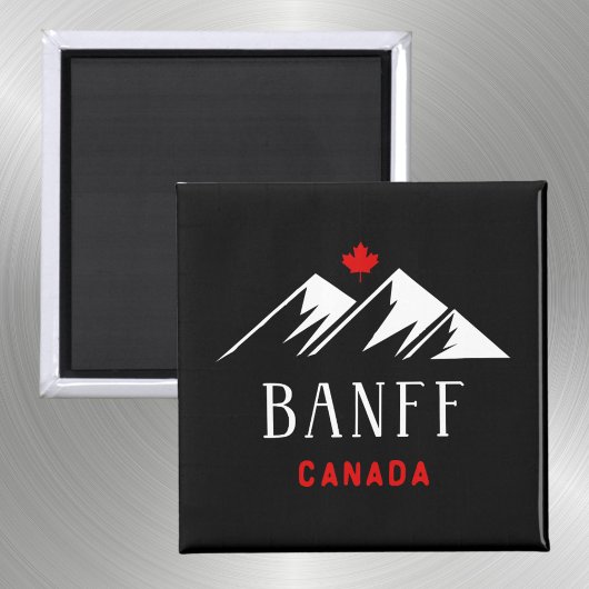 Cool Banff Canada Mountains Maple Leaf Dunkle Farb Magnet