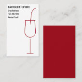 Cool Bartender For Hire Business Cards Visitenkarte (Vorne/Hinten)