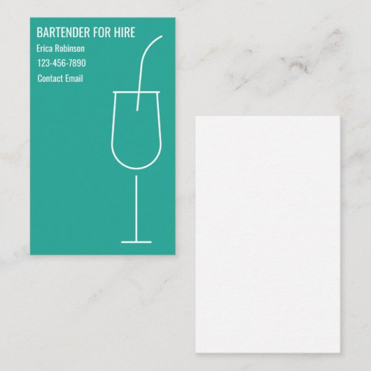 Cool Bartender For Hire Business Cards Visitenkarte (Vorne/Hinten)