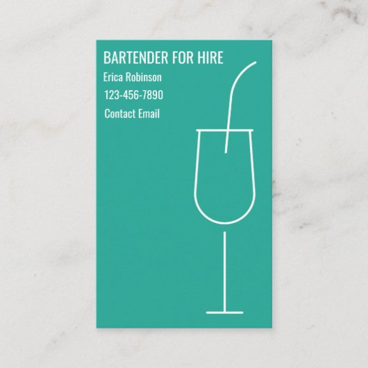 Cool Bartender For Hire Business Cards Visitenkarte (Vorderseite)