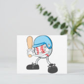 Cool Baseball Batter Cartoon Postkarte (Stehend Vorderseite)