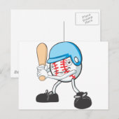Cool Baseball Batter Cartoon Postkarte (Vorne/Hinten)