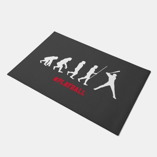 Cool Baseball Batter Silhouette Evolution Playball Fußmatte (Schrägansicht)