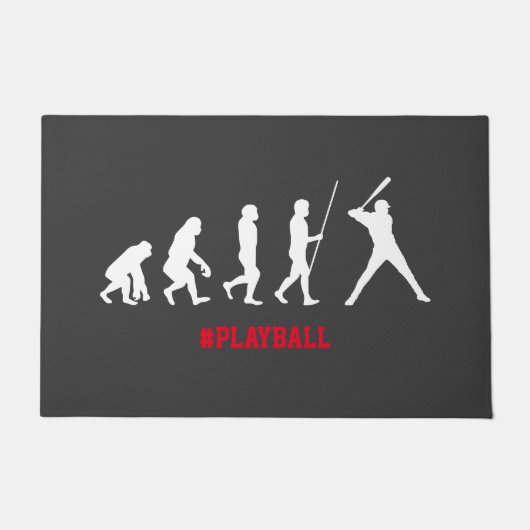 Cool Baseball Batter Silhouette Evolution Playball Fußmatte (Vorderseite)