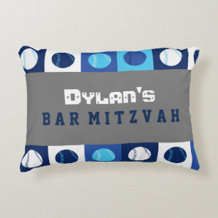 COOL BASEBALL Blue Balls Bar Mitzvah Party Pillow Dekokissen