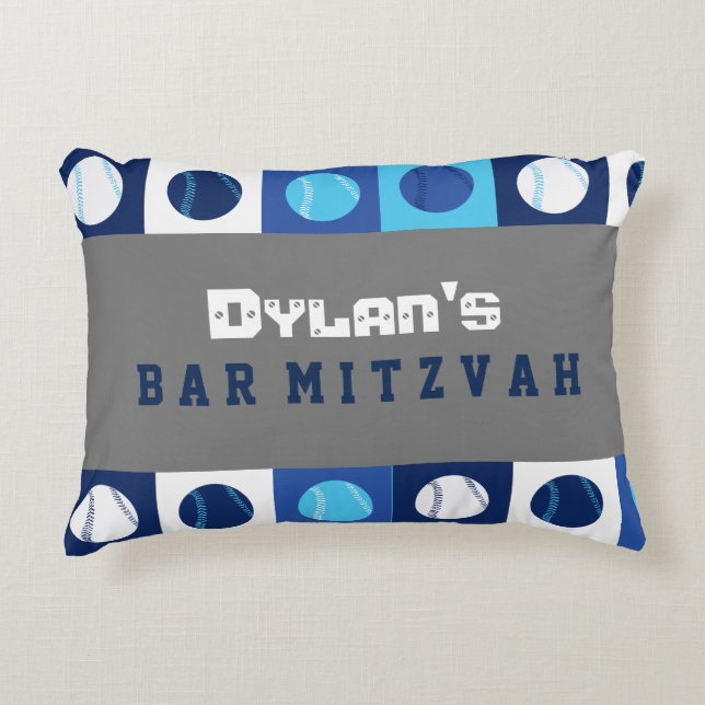 COOL BASEBALL Blue Balls Bar Mitzvah Party Pillow Dekokissen (Vorderseite)