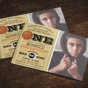 Cool Basketball Kinder Foto Geburtstag Einladung