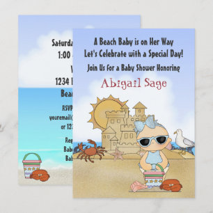 Cool Beach Baby Dusche Einladung für Mädchen
