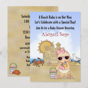Cool Beach Baby Dusche Einladung für Mädchen