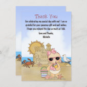 Cool Beach Baby Sandcastle Girls Babydusche Dankeskarte (Vorne/Hinten)