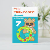 Cool Beach Bär Pool Geburtstagsparty Einladung (Stehend Vorderseite)