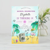 Cool Beach Party Geburtstag Einladung (Stehend Vorderseite)