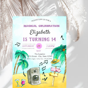 Cool Beach Party Geburtstag Einladung