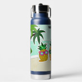 Cool Beach Pineapees individuelle Name Trinkflasche (Vorderseite)