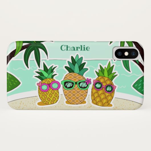 Cool Beach Pineapes individuelle Name Telefonzelle Case-Mate iPhone Hülle (Rückseite (Horizontal))