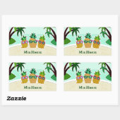 Cool Beach Pineapples individuelle Name Aufkleber (Blatt)